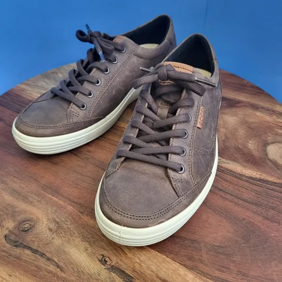 Ecco Soft 7 Sneakers  Brown Leather Low Top Mens EU 41 US 7