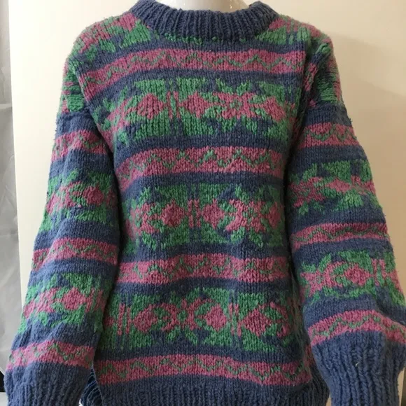 Ecuador Handmade Chunky Wool Pullover Sweater Women's Size M