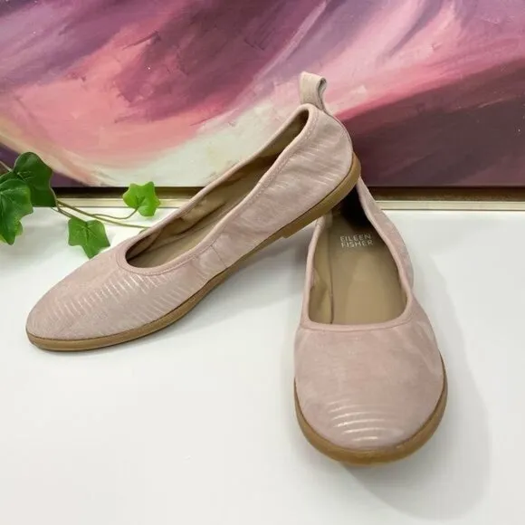 EILEEN FISHER Notion Ballet Flat In Goose Bump/light Gold Size 8.5