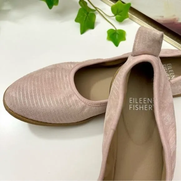 EILEEN FISHER Notion Ballet Flat In Goose Bump/light Gold Size 8.5