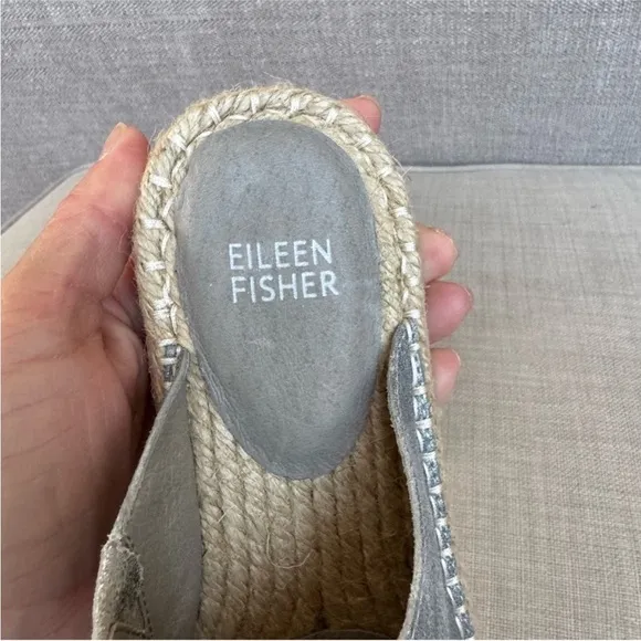 Eileen Fisher Silver Espadrille Slingback Wedges