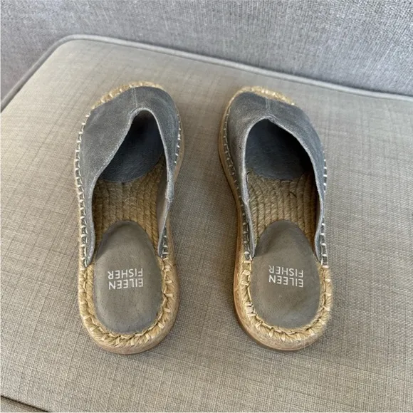 Eileen Fisher Silver Espadrille Slingback Wedges