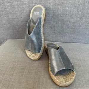 Eileen Fisher Silver Espadrille Slingback Wedges