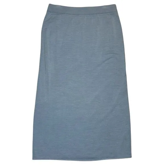 Eileen Fisher System Light Blue Silk Blend Knit Midi Skirt Size Petite Small