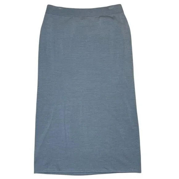 Eileen Fisher System Light Blue Silk Blend Knit Midi Skirt Size Petite Small