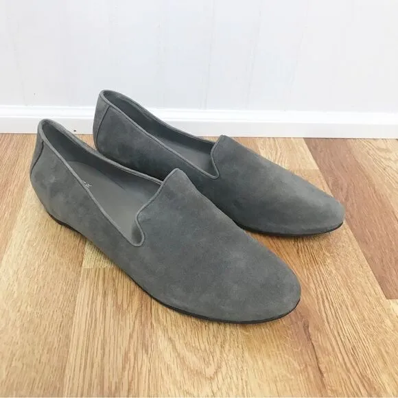 EILEEN FISHER Gray Suede Slip On Flats Shoes Loafers Slippers Leather Size 9