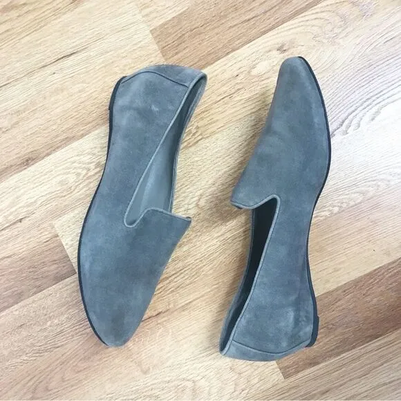 EILEEN FISHER Gray Suede Slip On Flats Shoes Loafers Slippers Leather Size 9