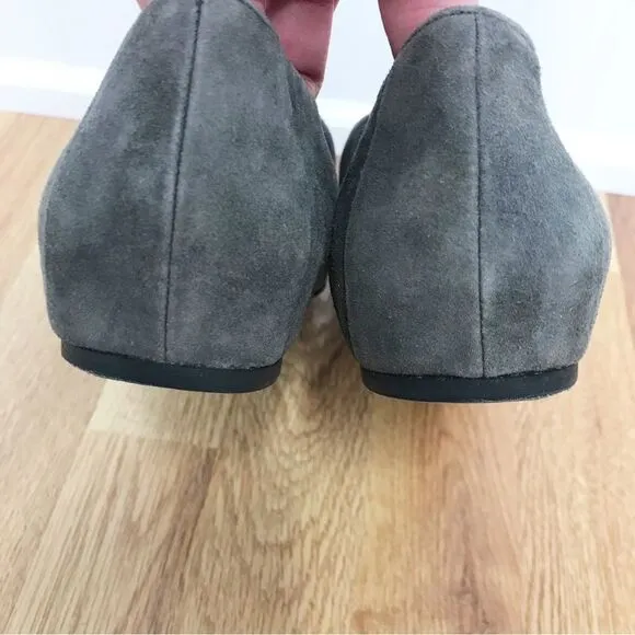 EILEEN FISHER Gray Suede Slip On Flats Shoes Loafers Slippers Leather Size 9