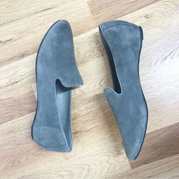EILEEN FISHER Gray Suede Slip On Flats Shoes Loafers Slippers Leather Size 9
