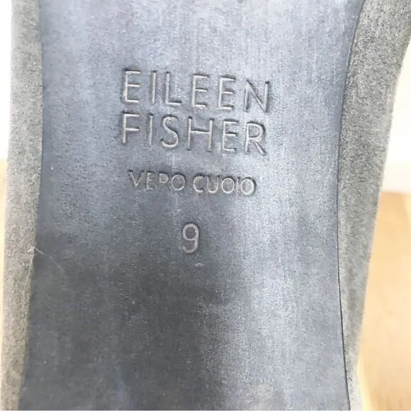 EILEEN FISHER Gray Suede Slip On Flats Shoes Loafers Slippers Leather Size 9