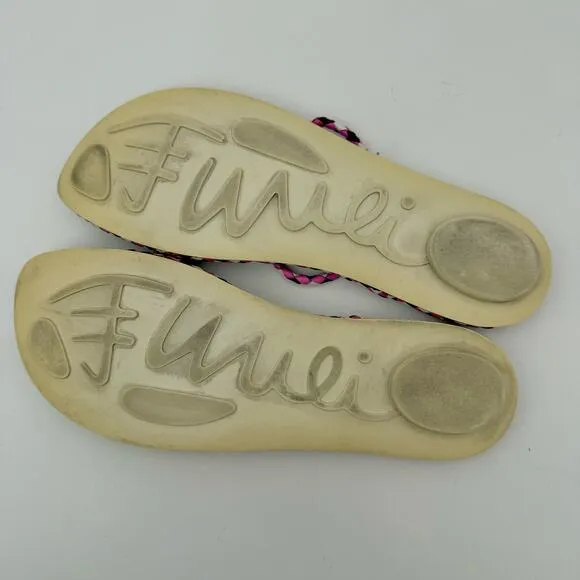 Emilio Pucci Multicolor Printed Flip Flop Slides Shoes Pink/Black | Fit US 9.5