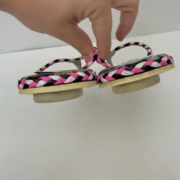 Emilio Pucci Multicolor Printed Flip Flop Slides Shoes Pink/Black | Fit US 9.5