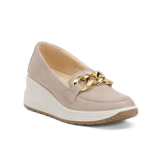 ENVAL SOFT Beige/grey Made In Italy Leather Sneakers