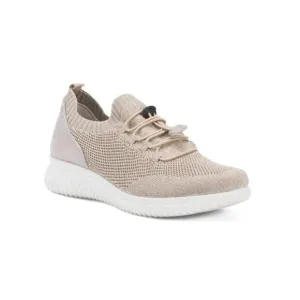 ENVAL SOFT Taupe Made In Italy Leather Metallic Sneakers