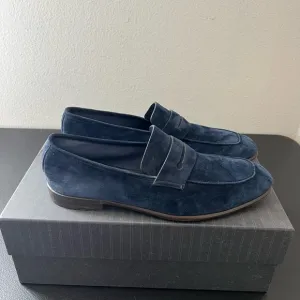 Ermengelo Zegna L’Asola size 9 Blue Suede Penny Loafers