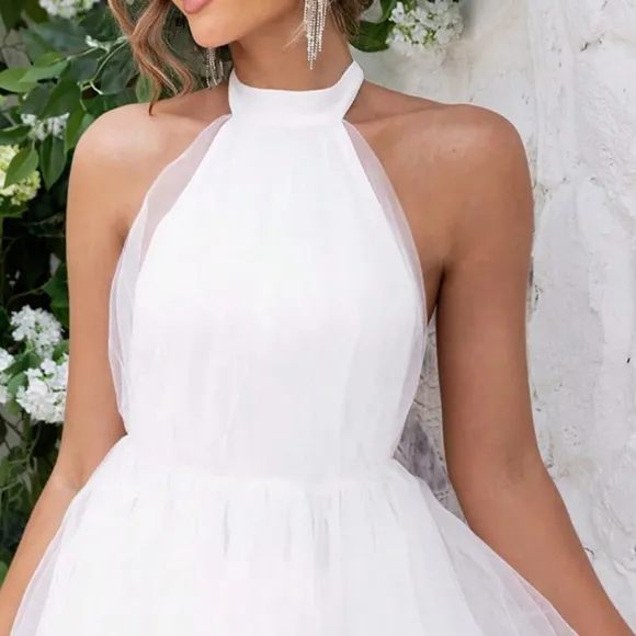 Ethereal Enchantment Halter Mesh Mini - White