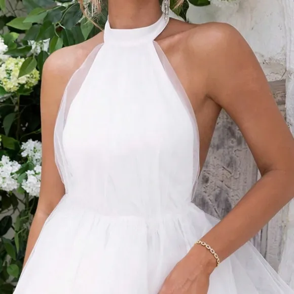 Ethereal Enchantment Halter Mesh Mini - White