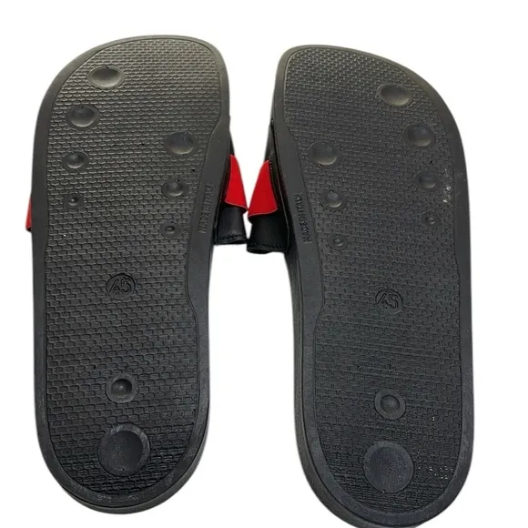 Ethika Men’s  Black Red Leather Slides Made in Italy SZ 10.5 45