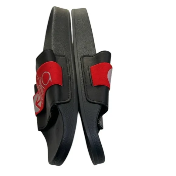Ethika Men’s  Black Red Leather Slides Made in Italy SZ 10.5 45