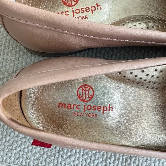 EUC Marc Joseph East Village Pink White Leather Penny Loafers Size 10
