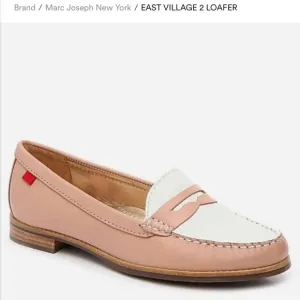 EUC Marc Joseph East Village Pink White Leather Penny Loafers Size 10