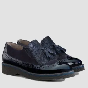 EUC - Paul Green Navy Patent Leather Platform Loafers - Size 7.5