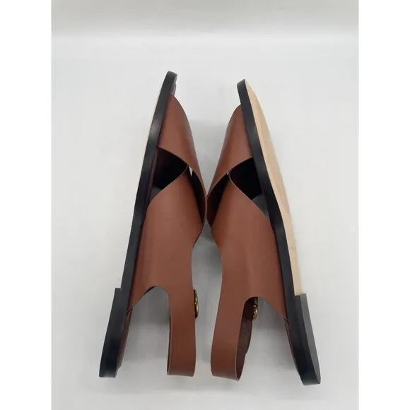 Everlane The City Crossover Sandal Flats Womens Sz 8 Rum Brown Leather