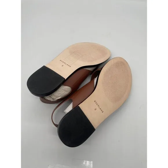 Everlane The City Crossover Sandal Flats Womens Sz 8 Rum Brown Leather