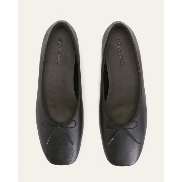 Everlane The Day Ballet Flat in Black Nappa Leather Shoes Size 6 NEW