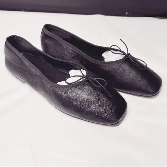 Everlane The Day Ballet Flat in Black Nappa Leather Shoes Size 6 NEW