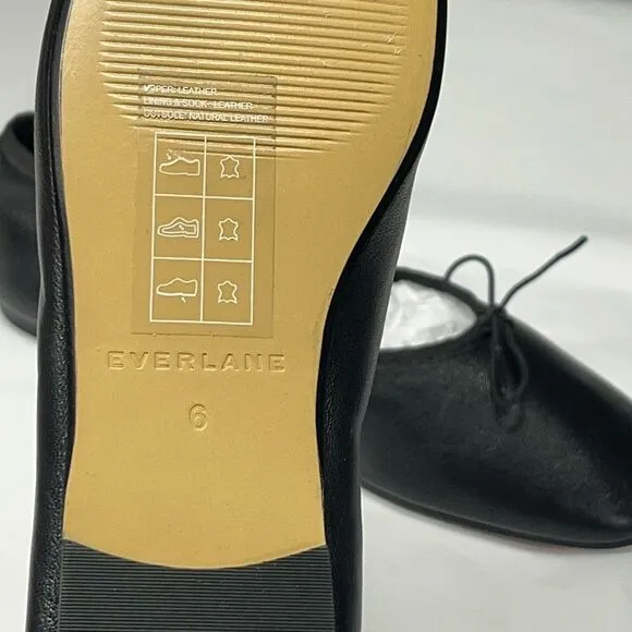 Everlane The Day Ballet Flat in Black Nappa Leather Shoes Size 6 NEW