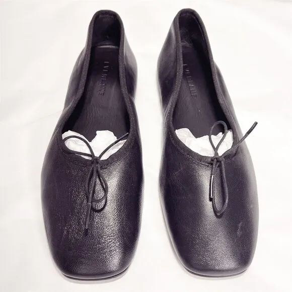 Everlane The Day Ballet Flat in Black Nappa Leather Shoes Size 6 NEW