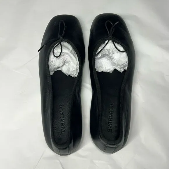 Everlane The Day Ballet Flat in Black Nappa Leather Shoes Size 6 NEW
