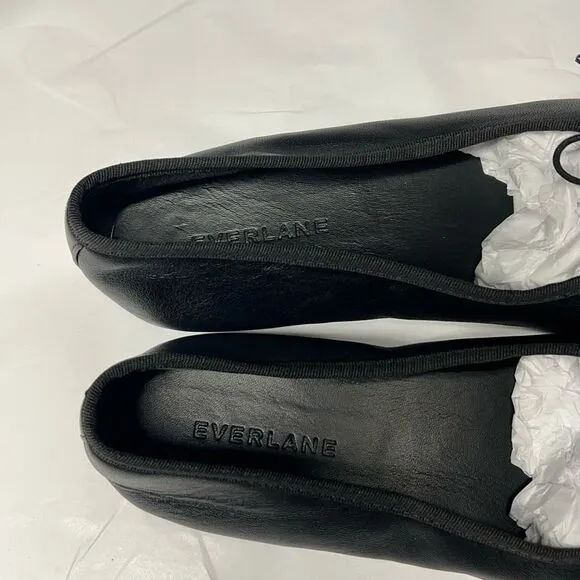 Everlane The Day Ballet Flat in Black Nappa Leather Shoes Size 6 NEW