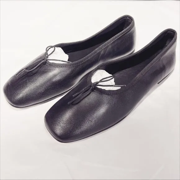 Everlane The Day Ballet Flat in Black Nappa Leather Shoes Size 6 NEW