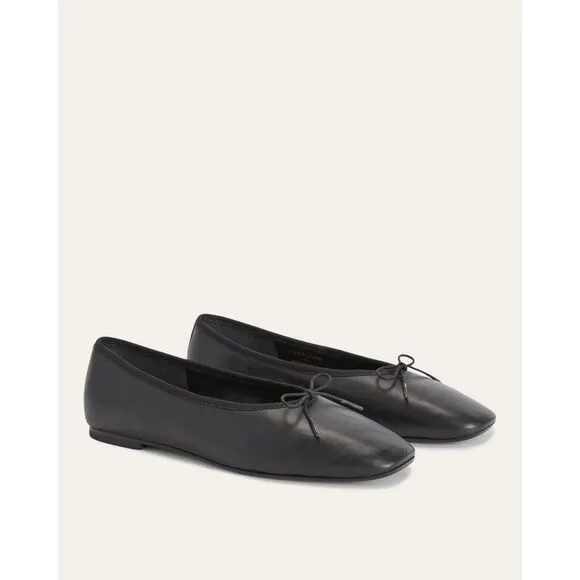 Everlane The Day Ballet Flat in Black Nappa Leather Shoes Size 6 NEW