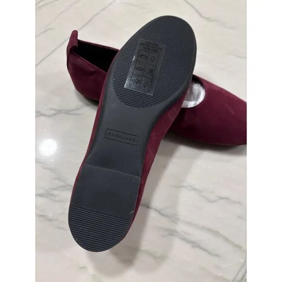 Everlane The Day Glove Flats in Bordeaux Suede 7.5 New Womens Shoes Ballet