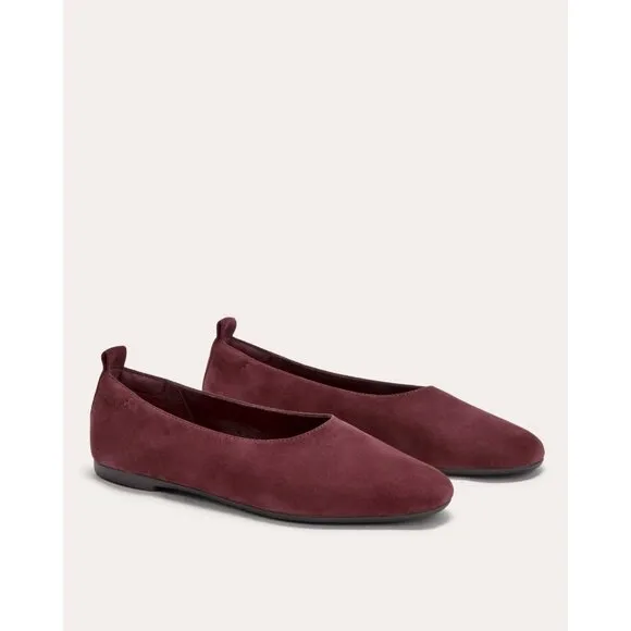 Everlane The Day Glove Flats in Bordeaux Suede 7.5 New Womens Shoes Ballet