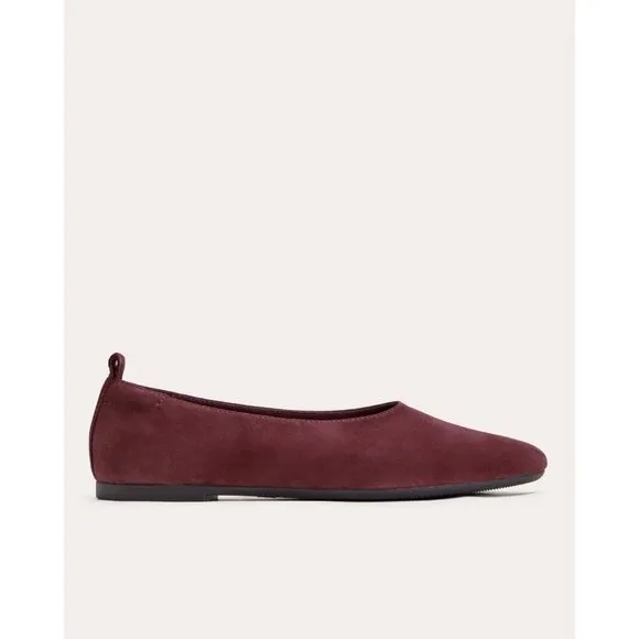 Everlane The Day Glove Flats in Bordeaux Suede 7.5 New Womens Shoes Ballet