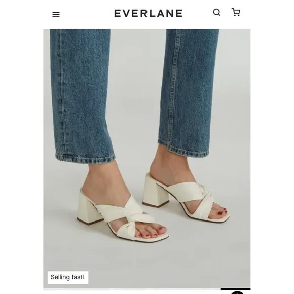 Everlane The Day Twist Heels in Canvas 6 New Womens High Heels Sandals