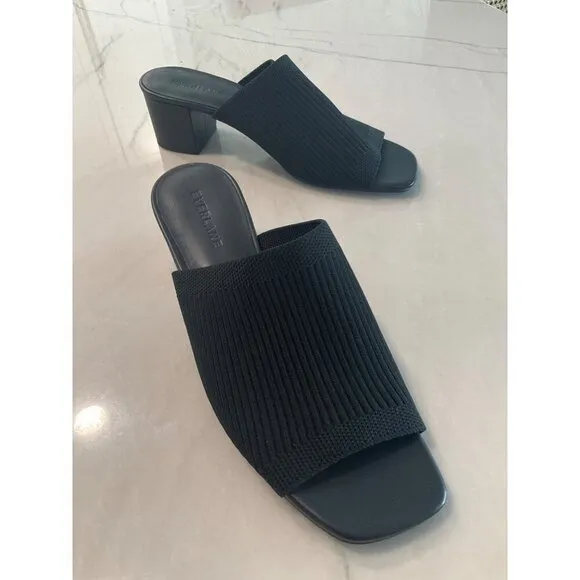 Everlane The Glove Mules in ReKnit Black 9.5 New Womens Slides Sandals Heels