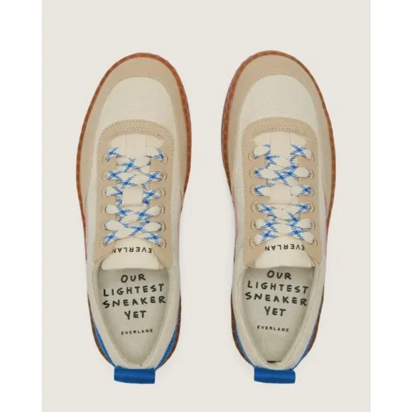 Everlane The Tread-Bare Sneakers in canvas Lapis Blue Red 6 New Womens Shoes