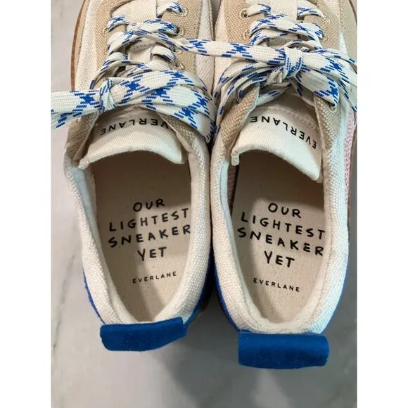 Everlane The Tread-Bare Sneakers in canvas Lapis Blue Red 6 New Womens Shoes