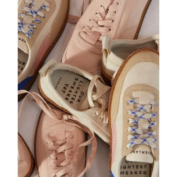 Everlane The Tread-Bare Sneakers in canvas Lapis Blue Red 6 New Womens Shoes