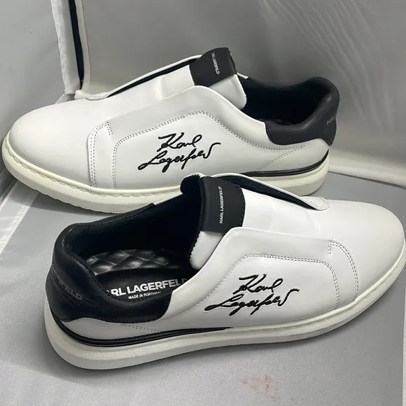 Excellent Condition Karl Lagerfeld Fashion Sneakers White Men’s Size 9.5 &amp;10.5