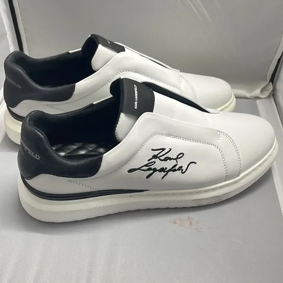 Excellent Condition Karl Lagerfeld Fashion Sneakers White Men’s Size 9.5 &amp;10.5