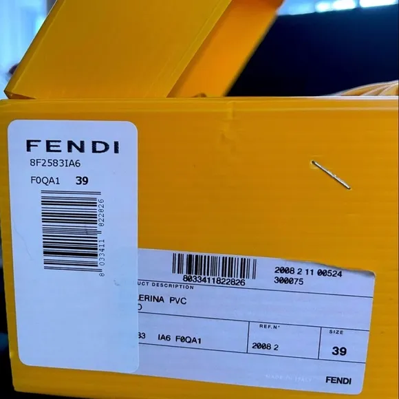 Fendi black jelly peep anckle strap ballet flats.Size 9