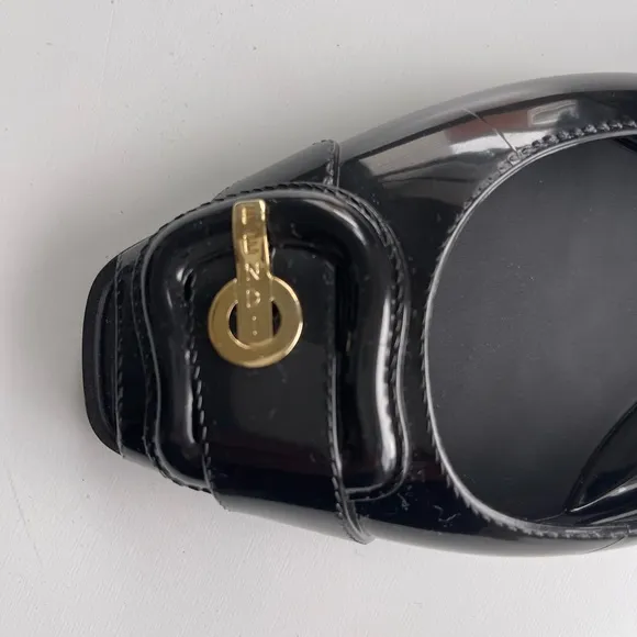 Fendi black jelly peep anckle strap ballet flats.Size 9
