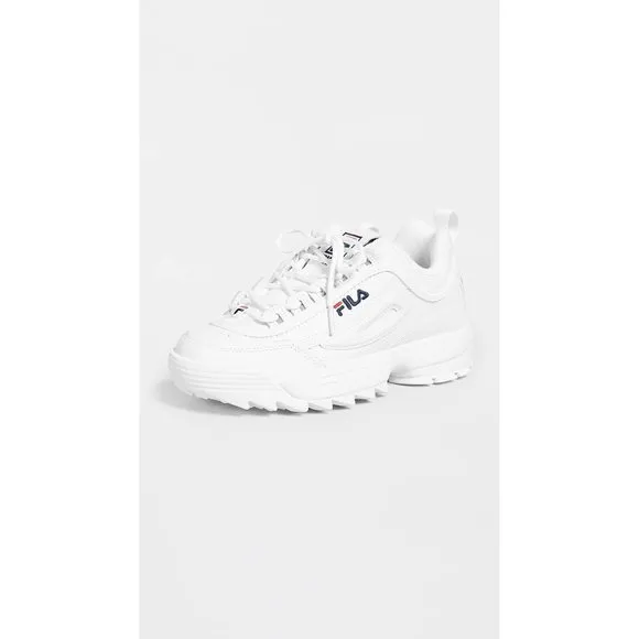 FILA WOMEN'S DISRUPTOR II PREMIUM COMFORTABLE SNEAKERS, WHITE/NAVY/RED, 11