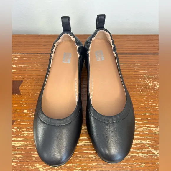 FitFlop Allegro Comfy And Cute Black Leather Ballet Flats Women's Size 6.5
